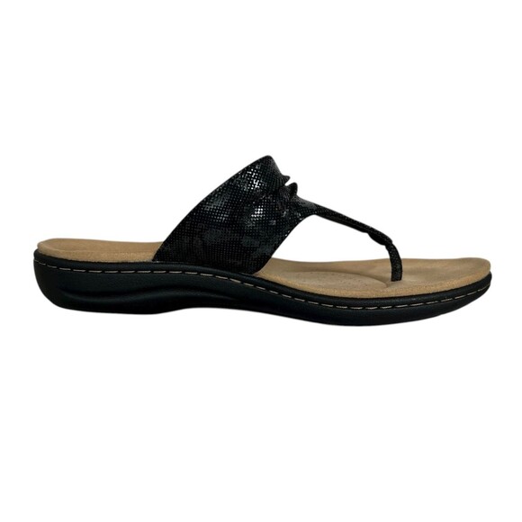 Clarks Laurieann Rae Women's Black Lightweight Thong Comfort Sandals  Size 8.5 - Picture 9 of 14